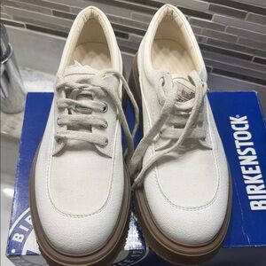 Hogan White Canvas Shoes with Brown Soles women shoes 39